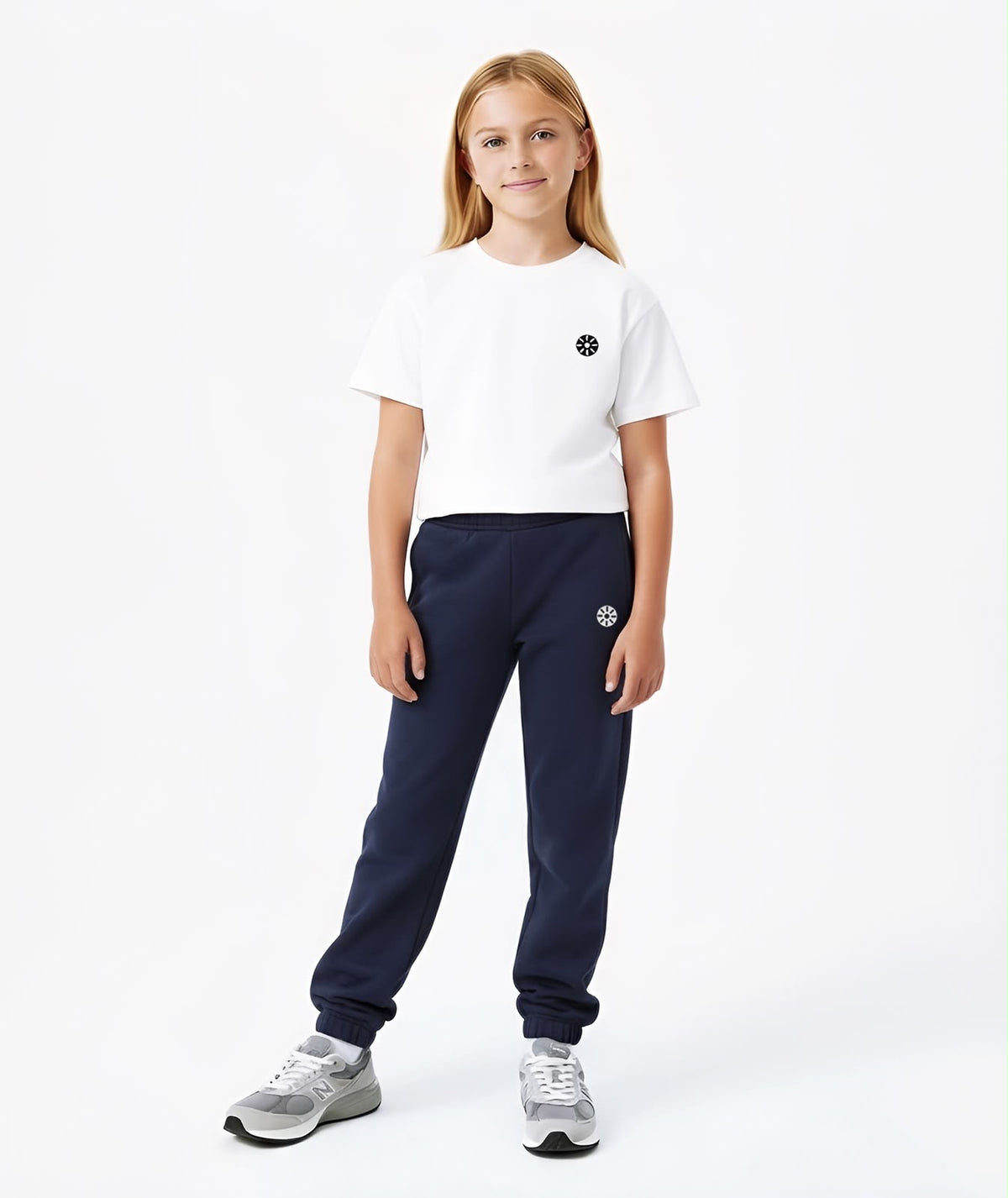 White T-shirt For Girls And Navy SweatPants