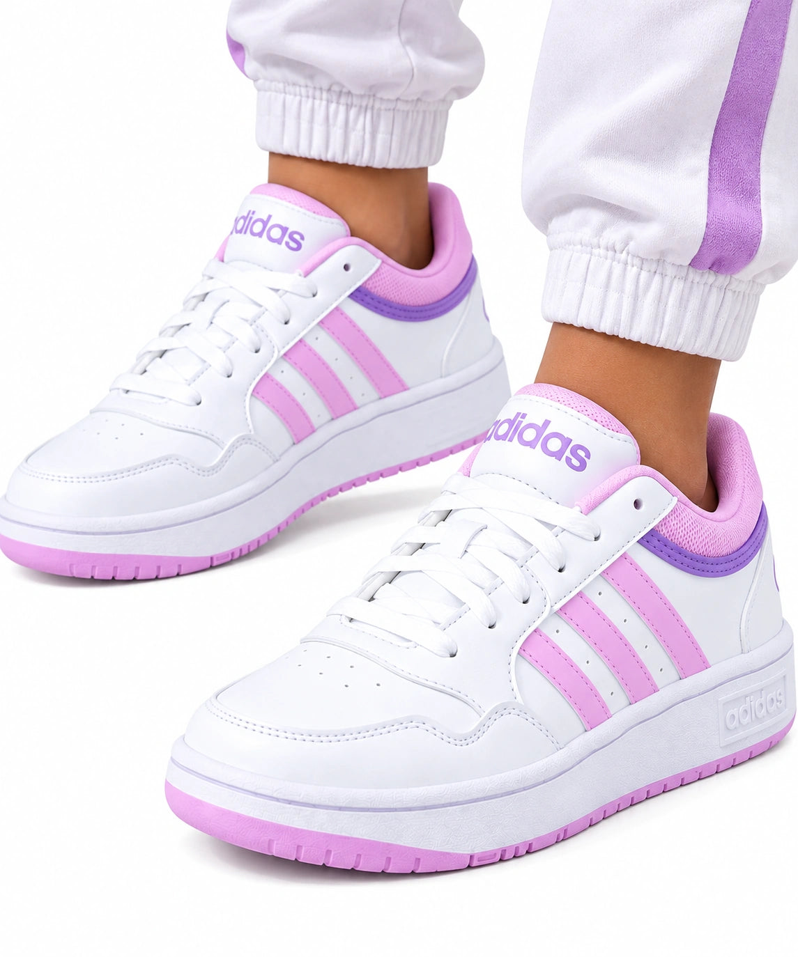 adidas Kids Hoops 3.0 Low Top Basketball Sneaker White/Bliss Lilac/Violet Fusion 6.5 US Unisex Toddler