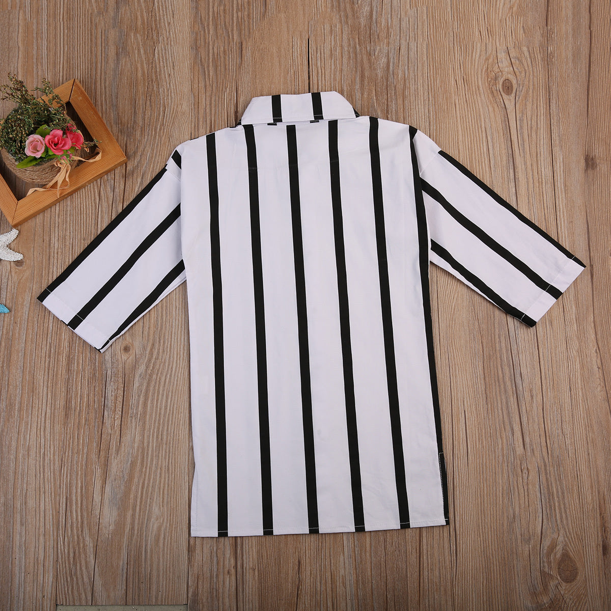 Black and white vertical stripe shirt
