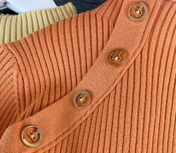 Girls Side Button Flex Sweater
