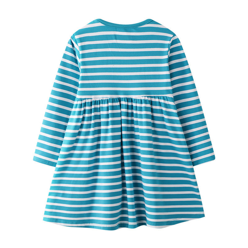 Girl Blue And White Stripe Dress