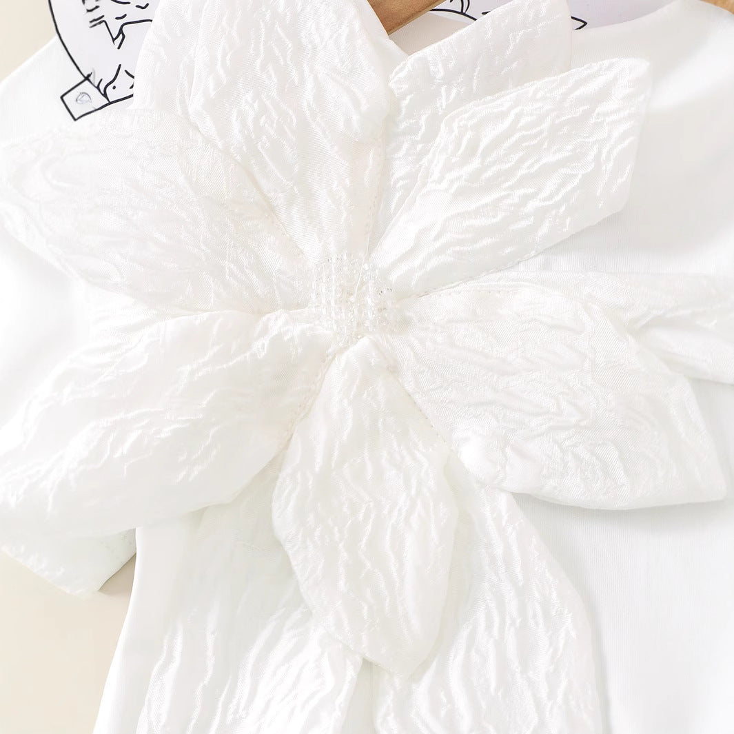 Girls T-shirt And Pearl-button Shorts Two-piece Set
