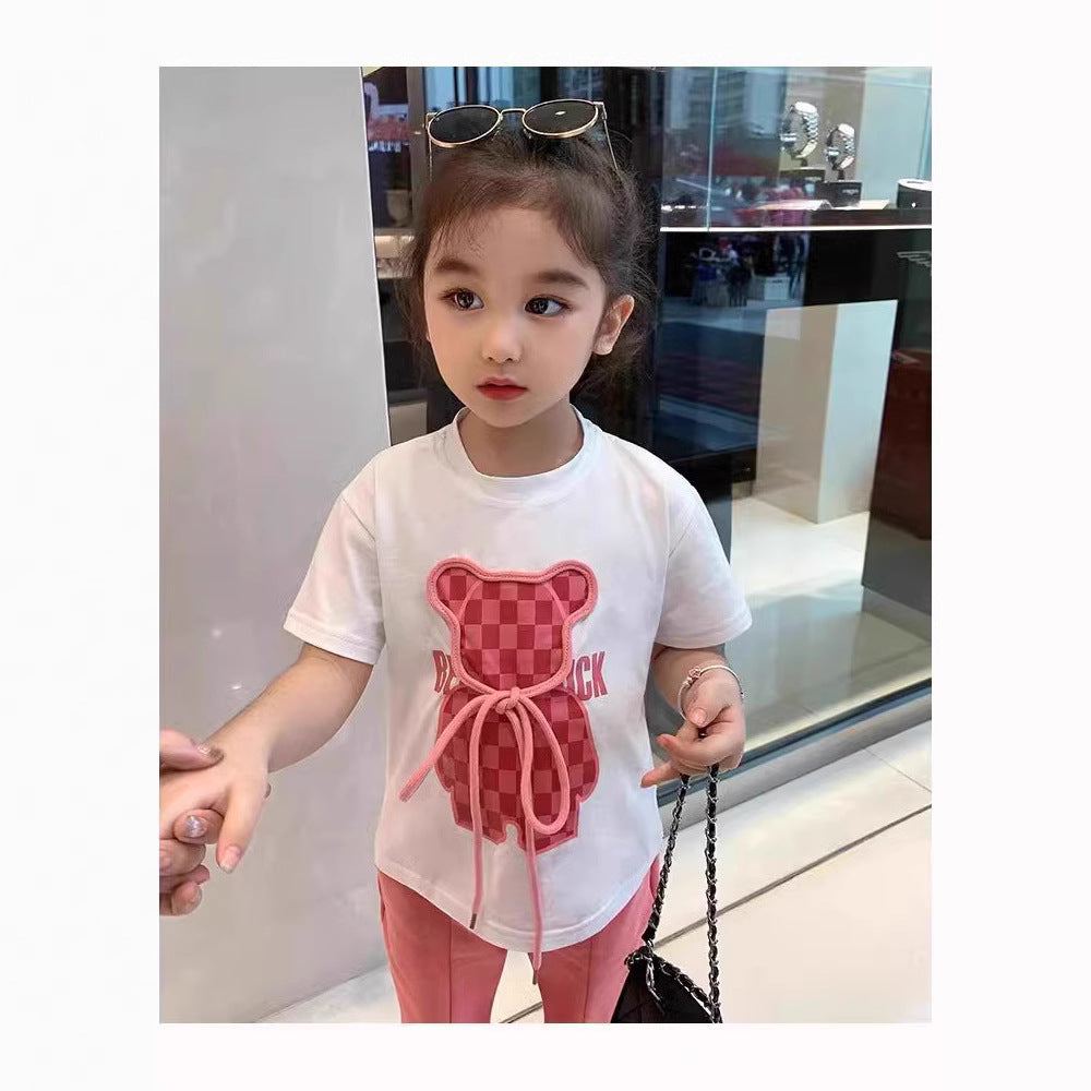 Stylish Flared Pants And Short-sleeve Top Two-piece Set