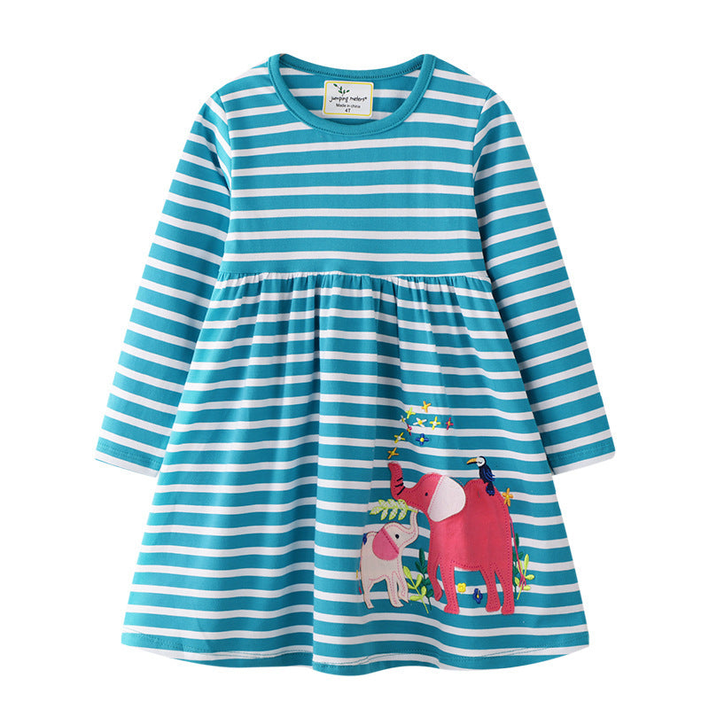Girl Blue And White Stripe Dress