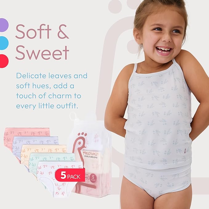Petite Leaf Cotton Briefs - 5 Pack