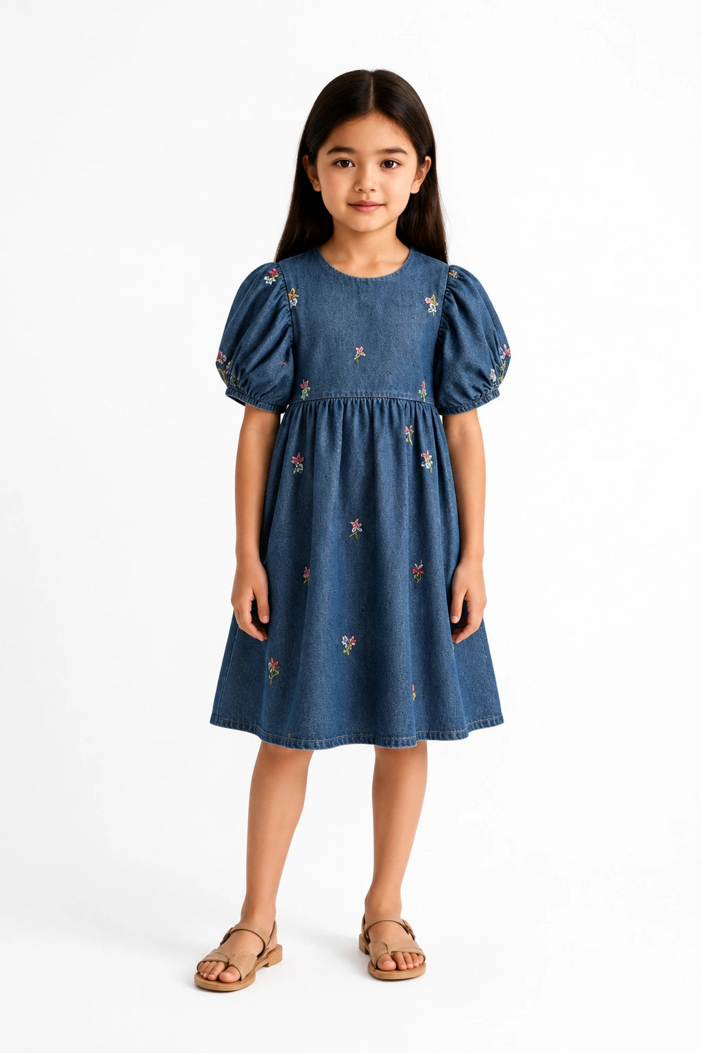 Belle Fleur Embroidered Denim Dress
