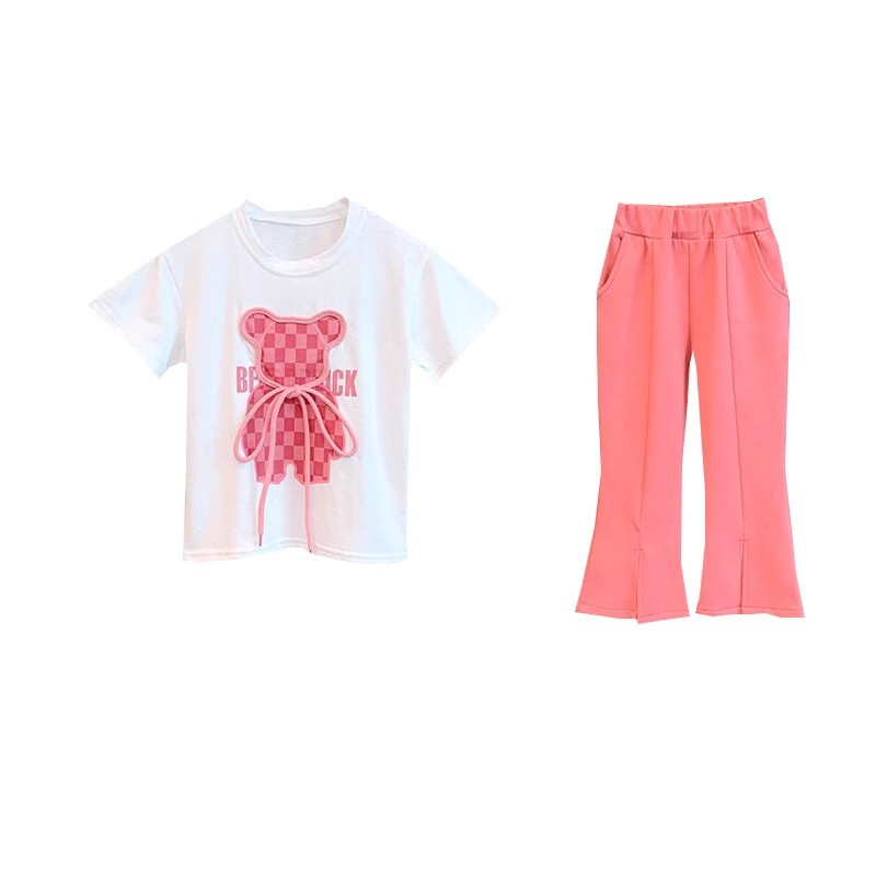 Stylish Flared Pants And Short-sleeve Top Two-piece Set