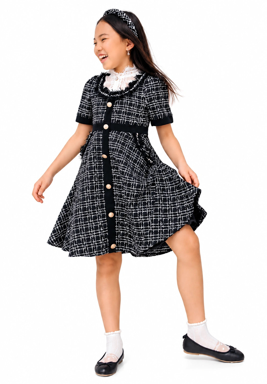 Orea Black and Silver Tweed Dress