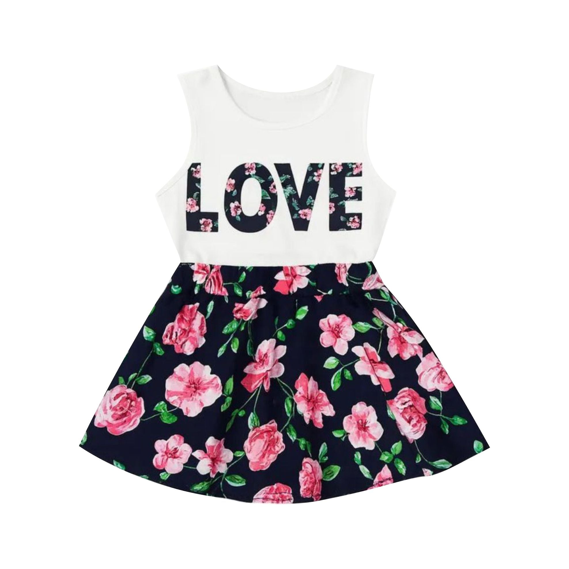 Girls LOVE letter sleeveless vest children's skirt two-piece suit