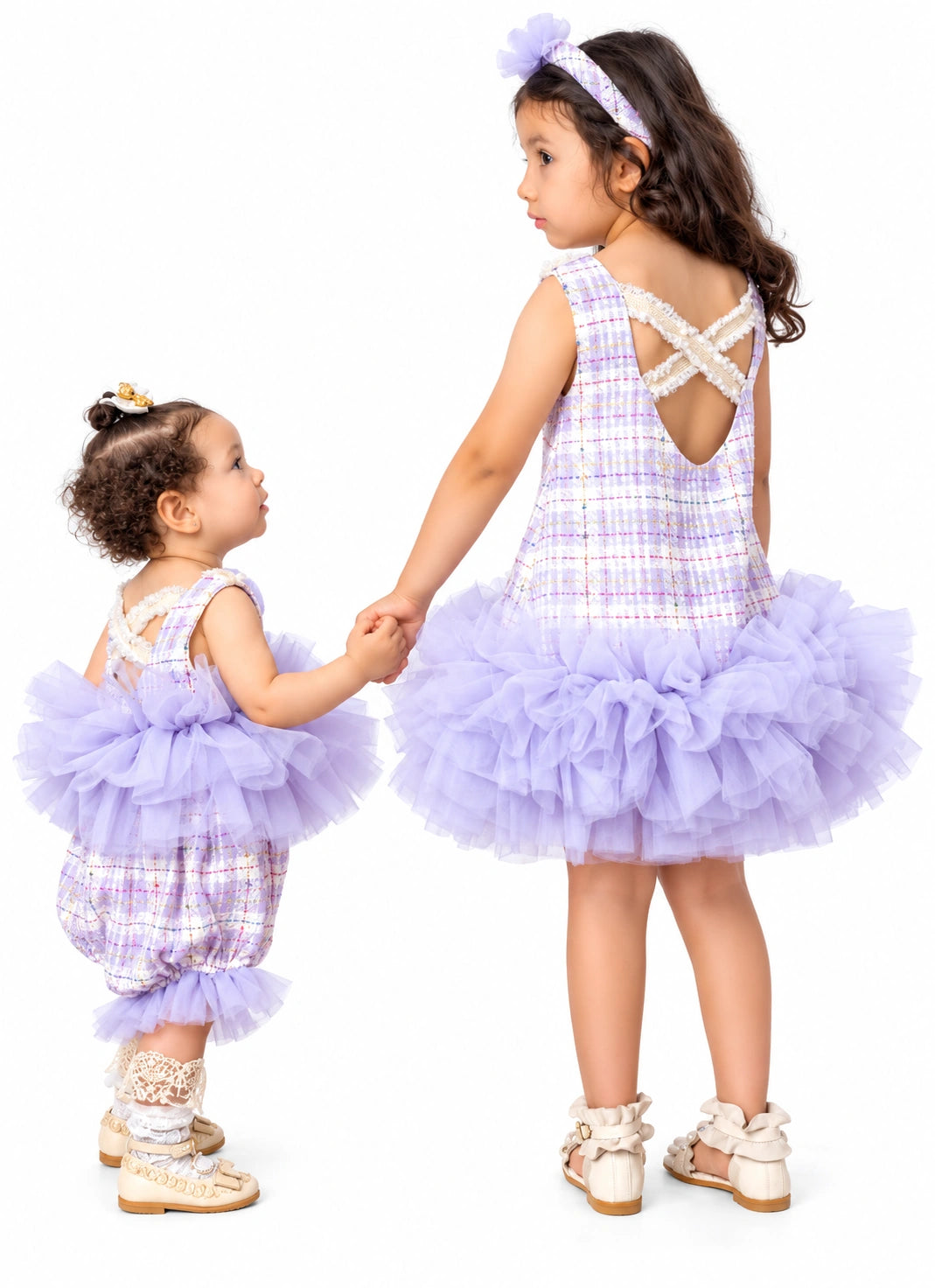 Violet Tweed and Tulle Dress