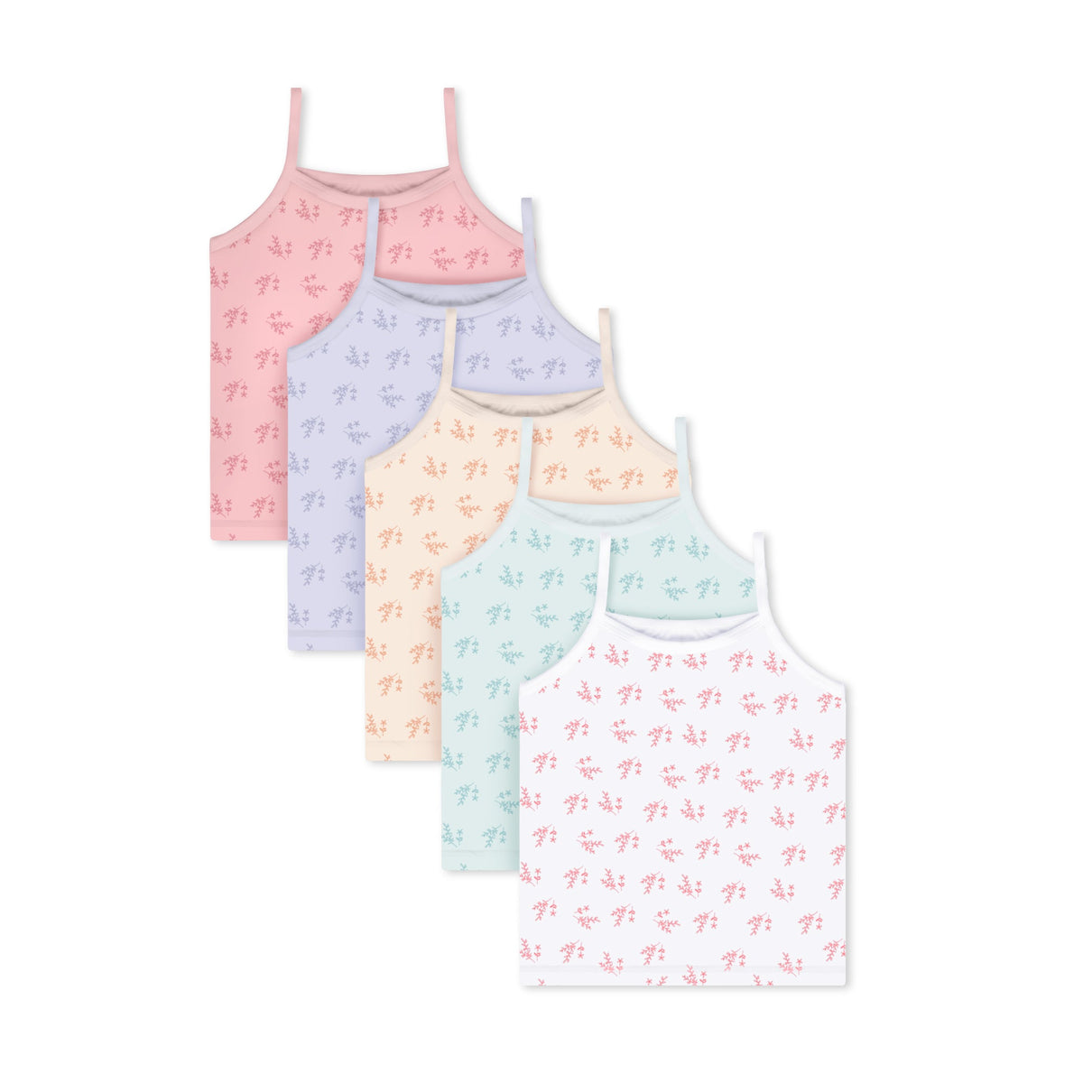 Petite Leaf Cotton Camisoles - 5 Pack