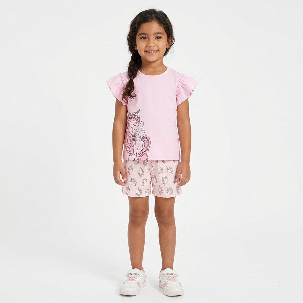 Rosy Charm Graphic Tee & Shorts Set
