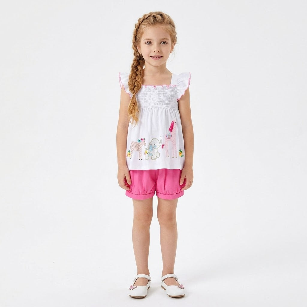 Woodland Whimsy Dress & Pink Shorts Set