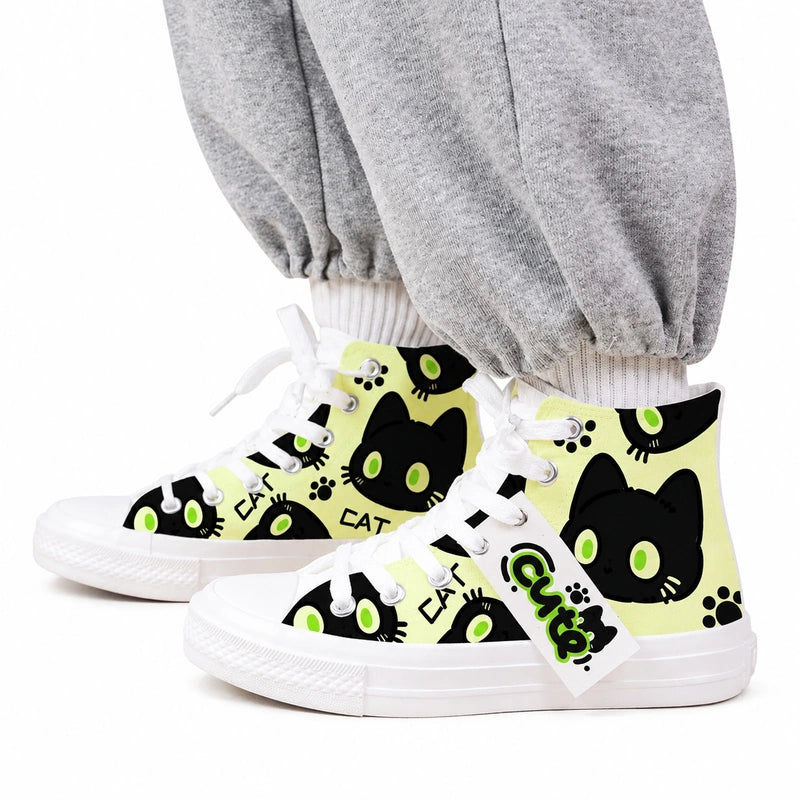 Adorable Black Cute Kitty Sneakers