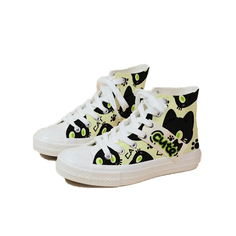Adorable Black Cute Kitty Sneakers