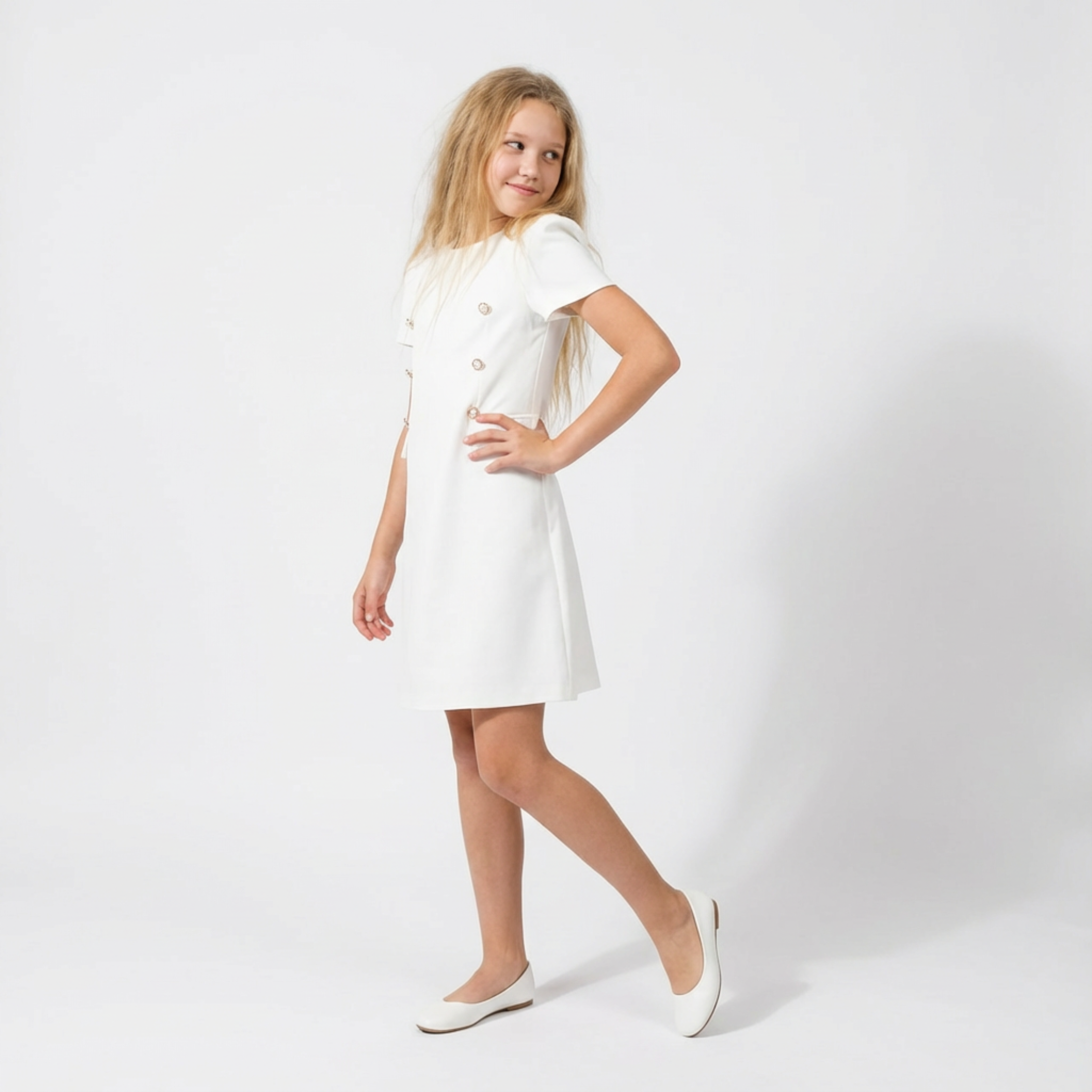 Royal Button A-Line Dress-0