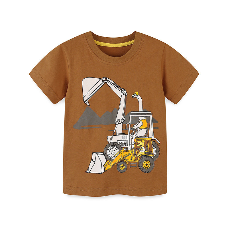 European And American Style Fashion Car Printing Short Sleeve