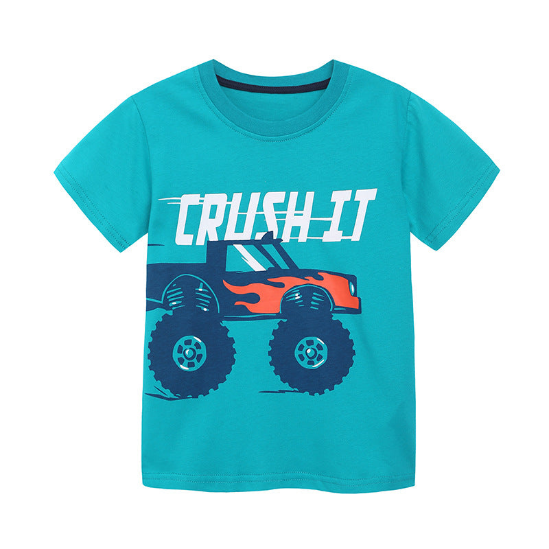 European And American Style Fashion Car Printing Short Sleeve