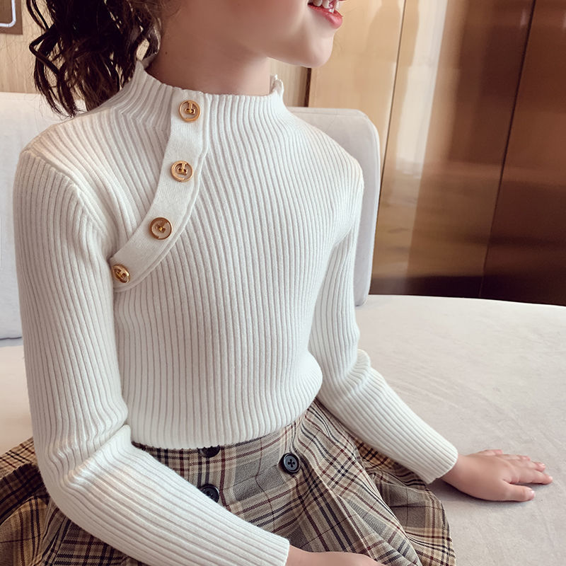 Girls Side Button Flex Sweater