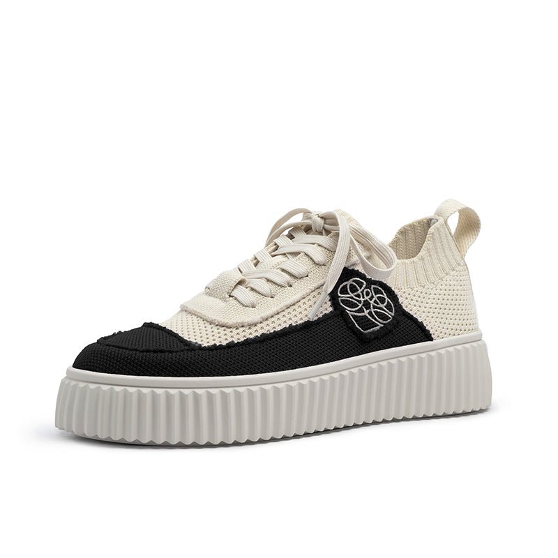 Chunky Platform Knit Sneakers – Colorblock Casual Shoes-1