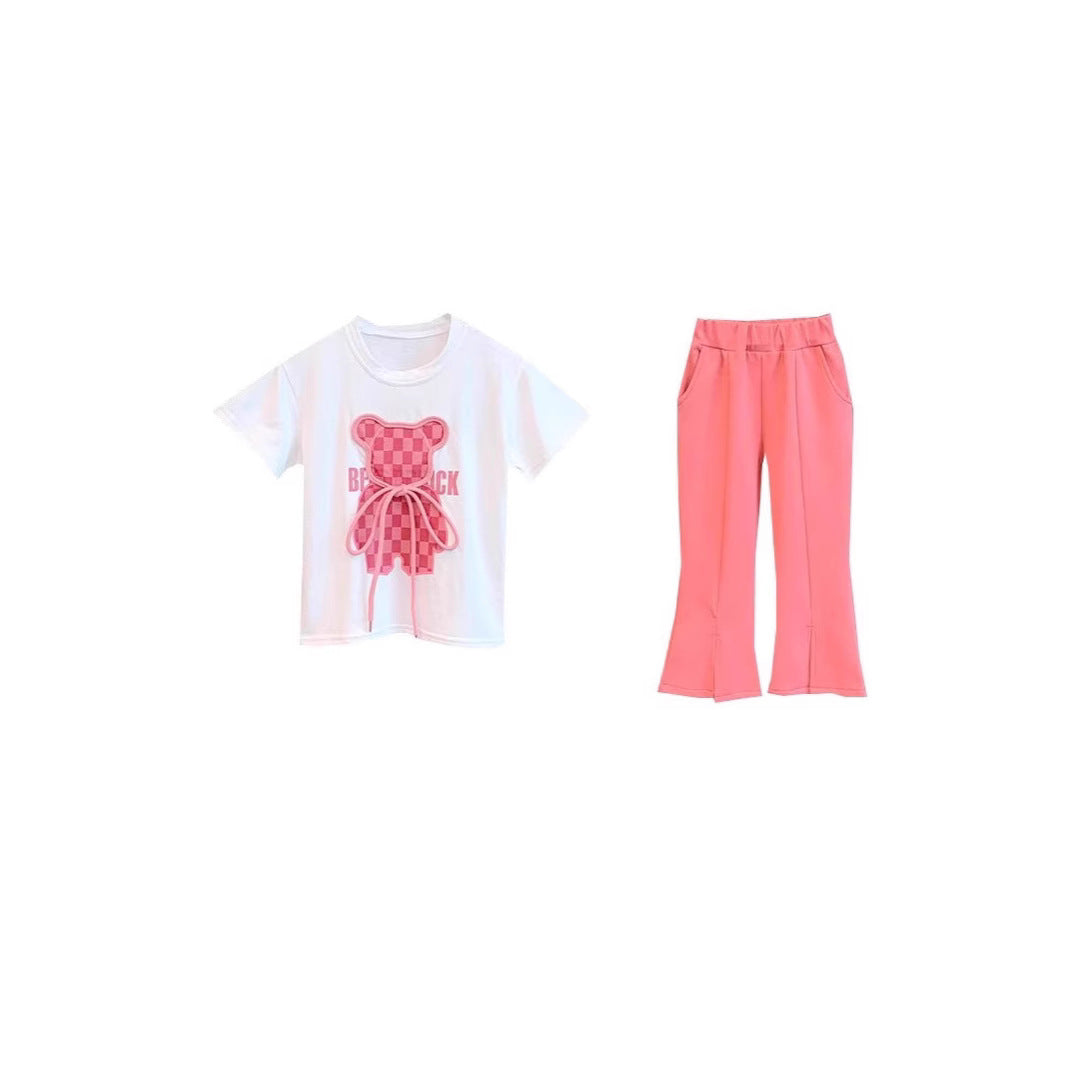 Stylish Flared Pants And Short-sleeve Top Two-piece Set