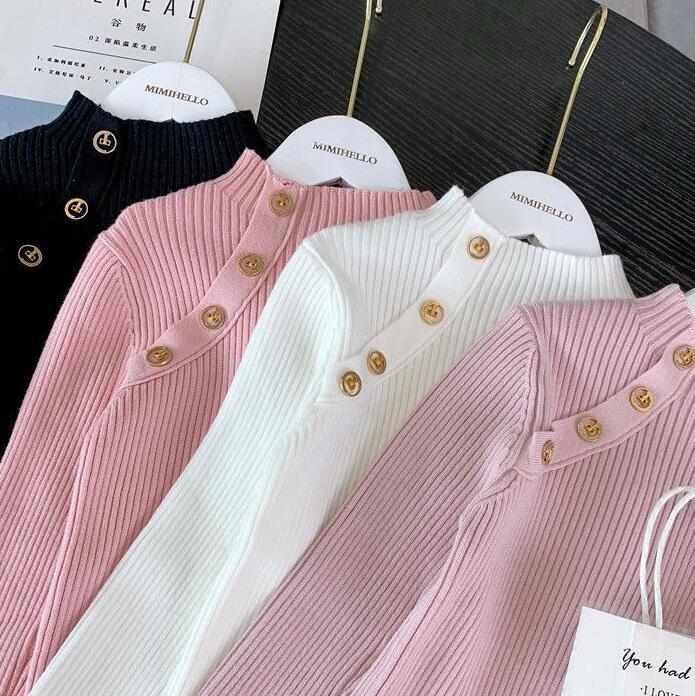 Girls Side Button Flex Sweater