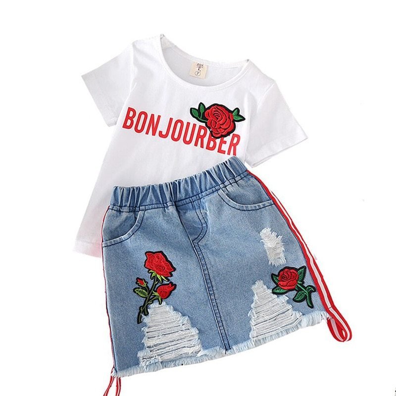 Flower Girl Denim Set - fashionfairapparel