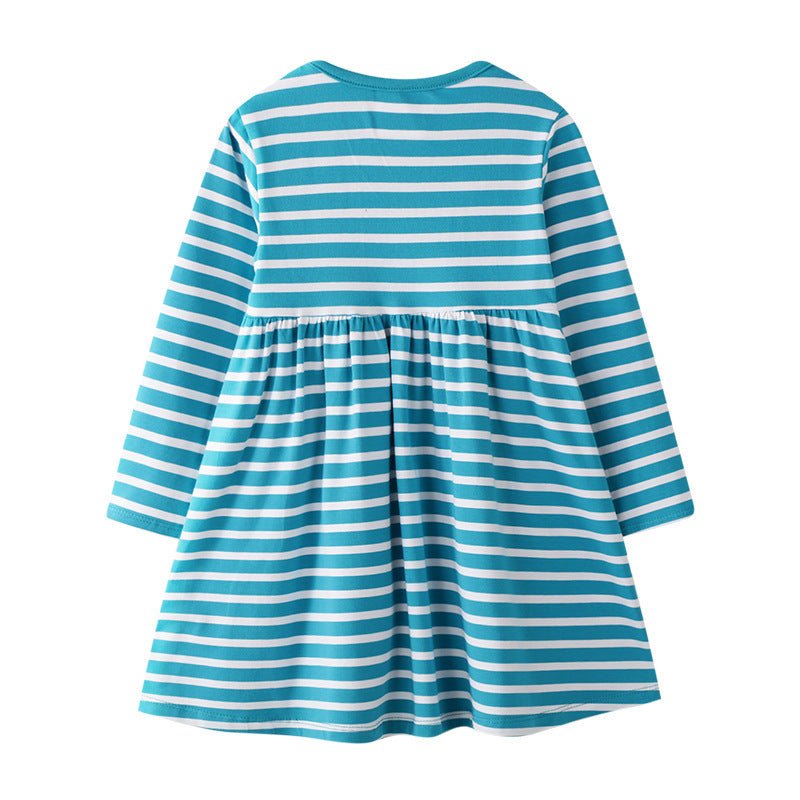 Girl Blue And White Stripe Dress - fashionfairapparel
