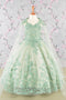 3-D Butterfly Sequin Mesh Kids Dress w/ Detachable Long Mesh Cape