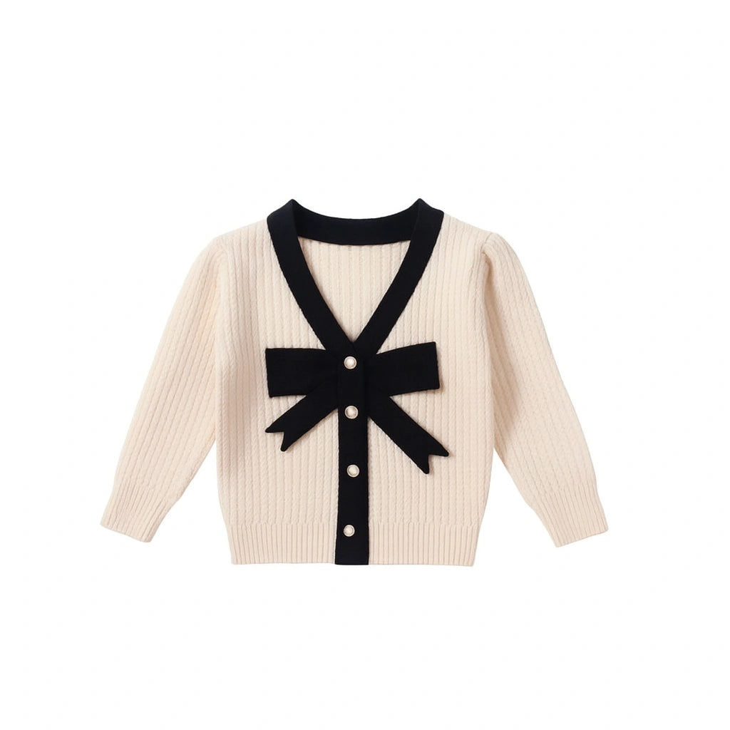 Girls Cardigan Bow Top Sweater Autumn And Winter