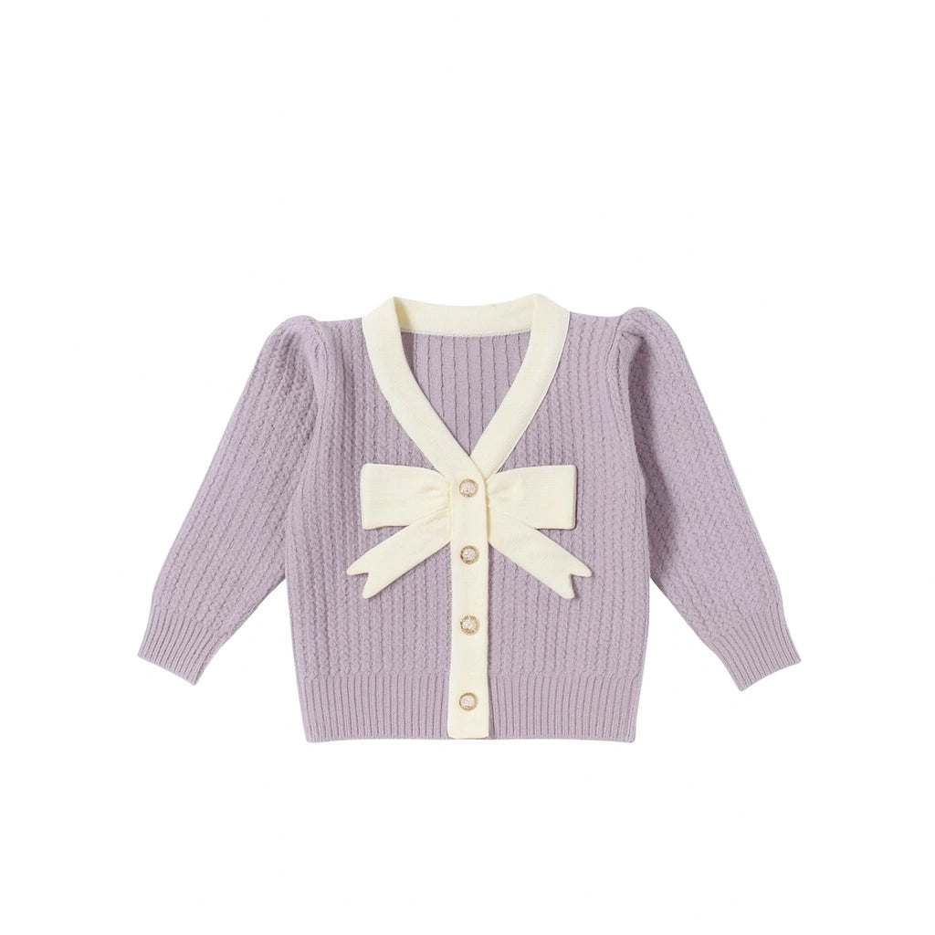 Girls Cardigan Bow Top Sweater Autumn And Winter