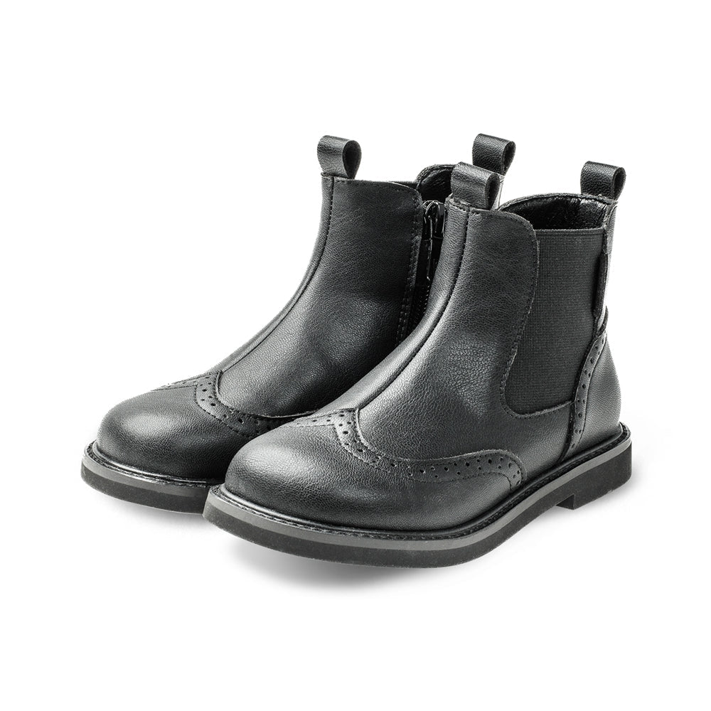 Outdoor Adventurer Kids Black Leather Boots-1