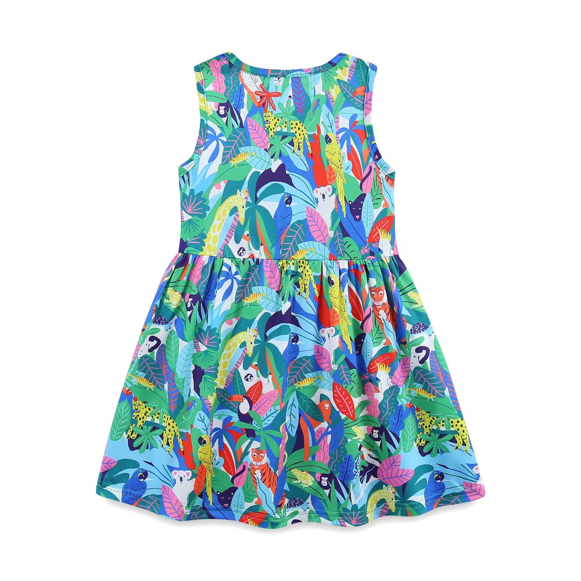 MyKids-USA® Jungle and Animals Pattern Sleeveless Dress for Stylish Girls-1