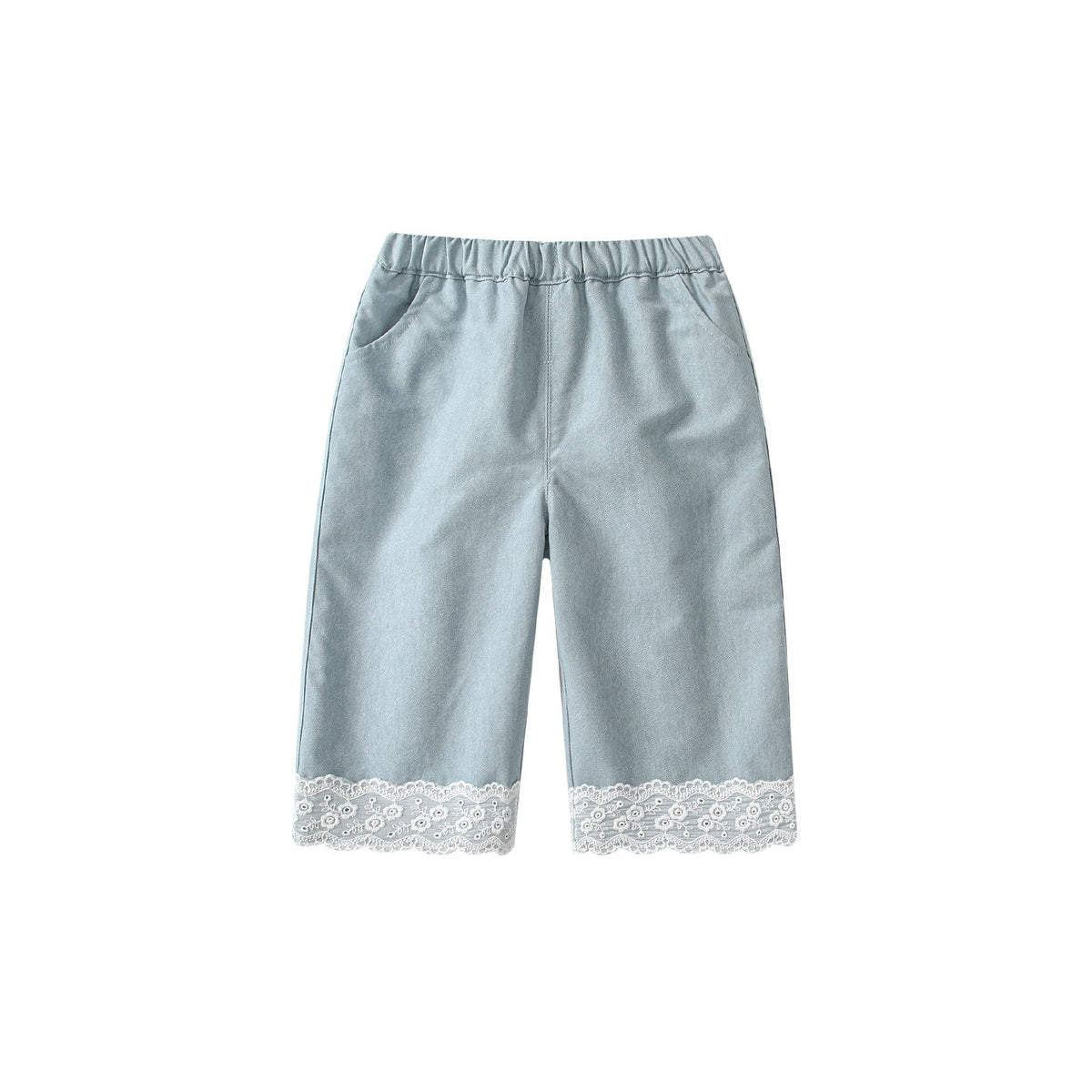 MyKids-USA® Baby Kids Girls Lace Color Patchwork Denim Pants-1