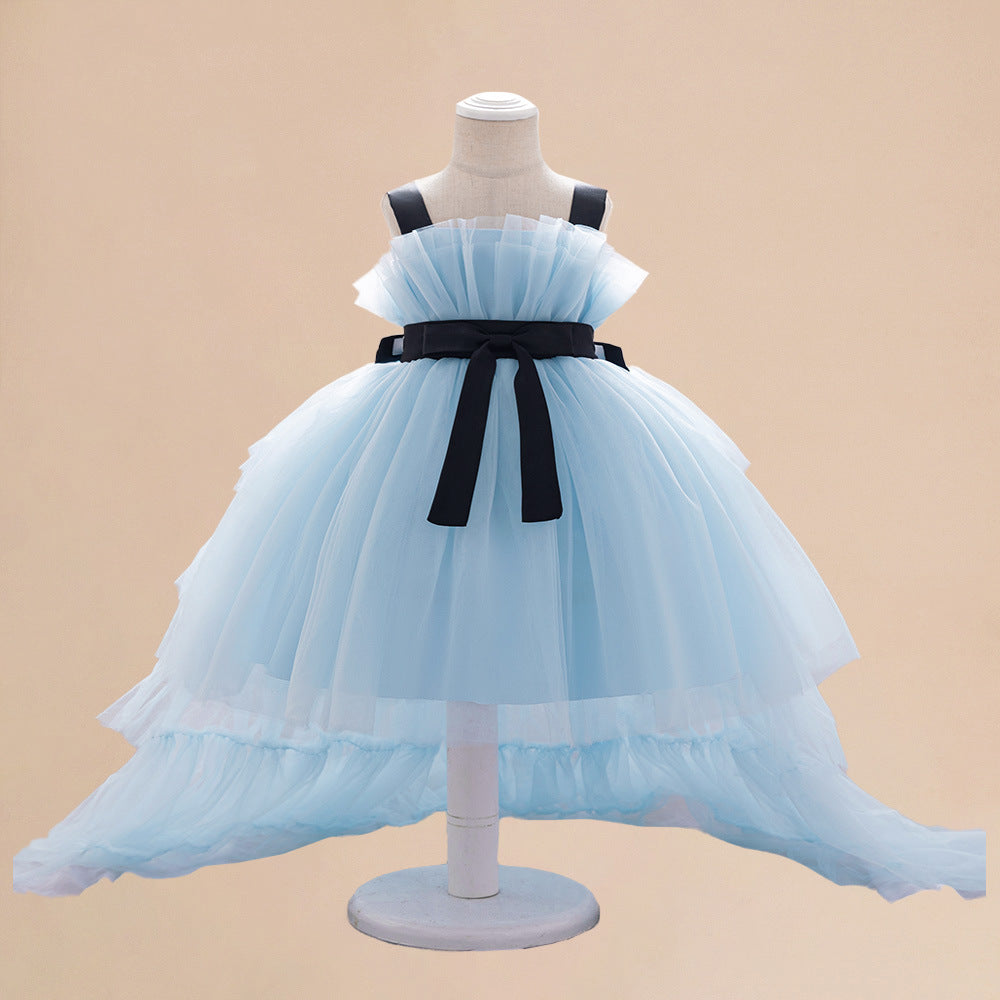 MyKids-USA® Baby Kids Girls Princess Sleeveless Ribbon Butterfly Bow Tailcoat Tulle Dress-1