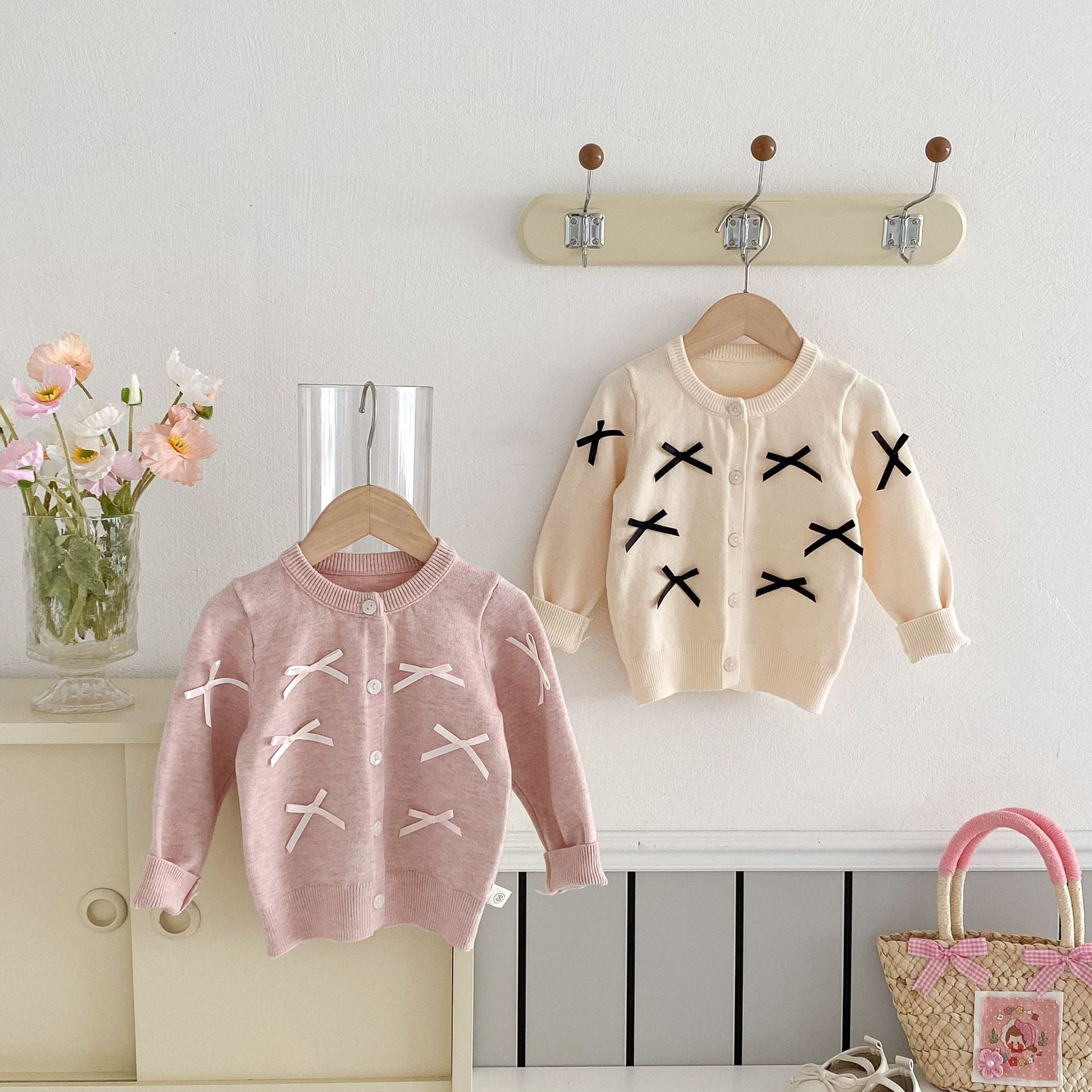 MyKids-USA® Baby Girls Butterfly-bows Decorated Long Sleeves Cardigan-0