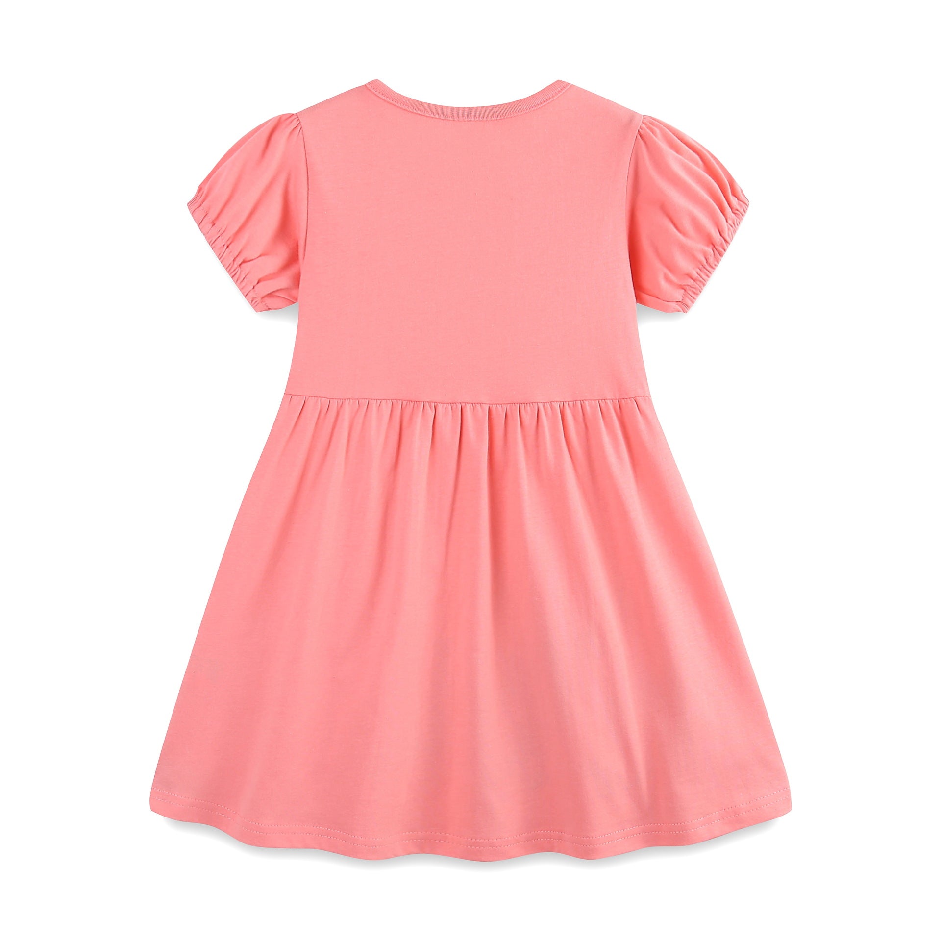 MyKids-USA® Rabbits and Flowers Cartoon Pattern Short Sleeves Dress for Stylish Girls-1