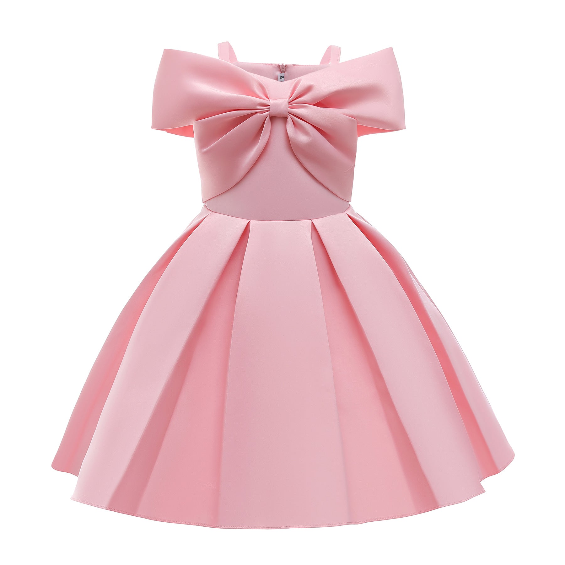MyKids-USA® Baby Girl Solid Color Sling Princess Fashion Dress Children’s Formal Dress-6