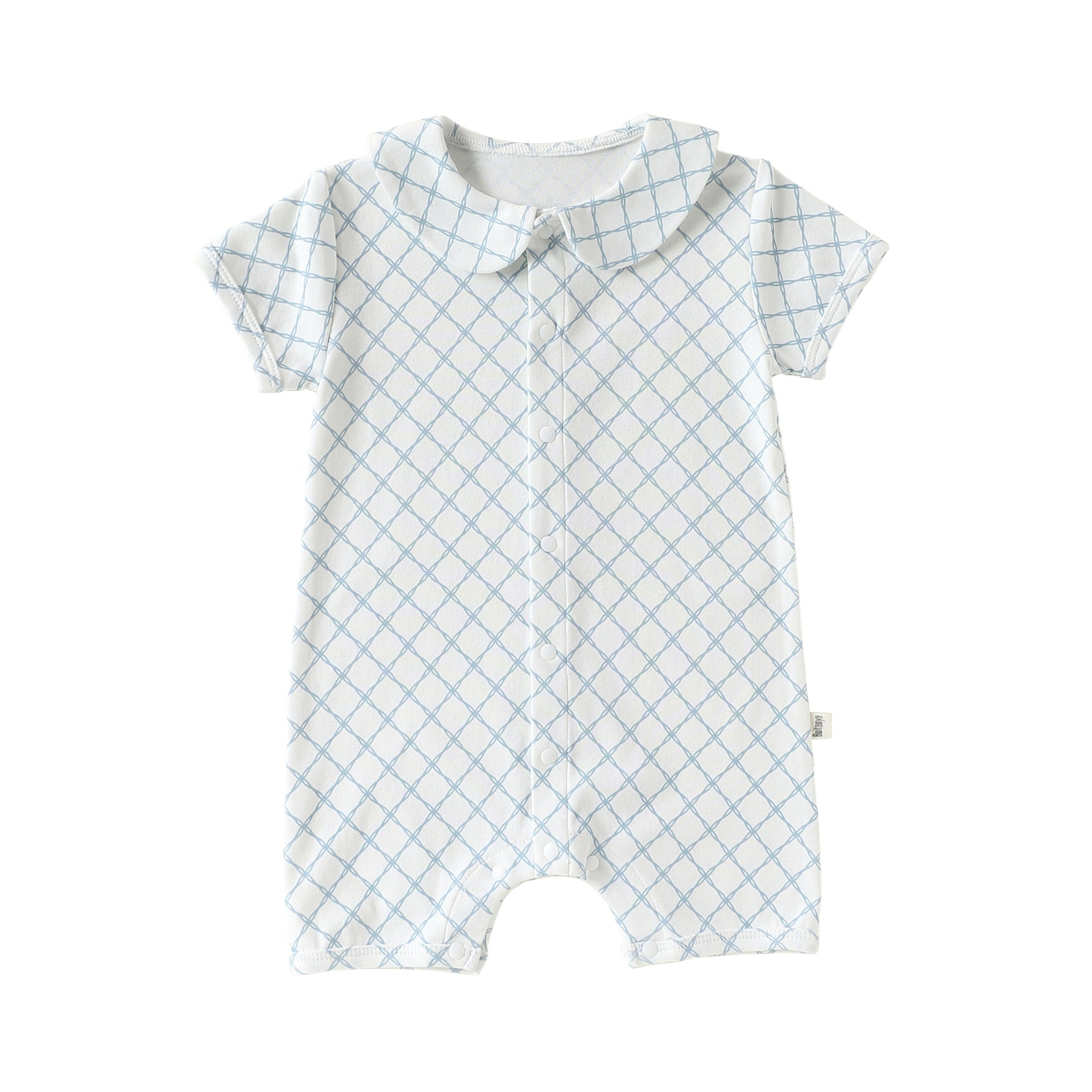 MyKids-USA® Baby Unisex Short Sleeves Geometric Pattern Single Breasted Rompers-2