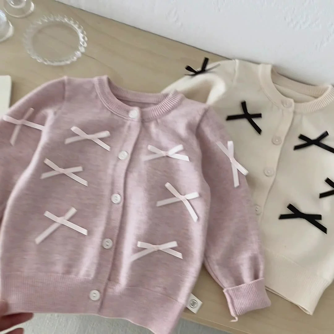 MyKids-USA® Baby Girls Butterfly-bows Decorated Long Sleeves Cardigan-3