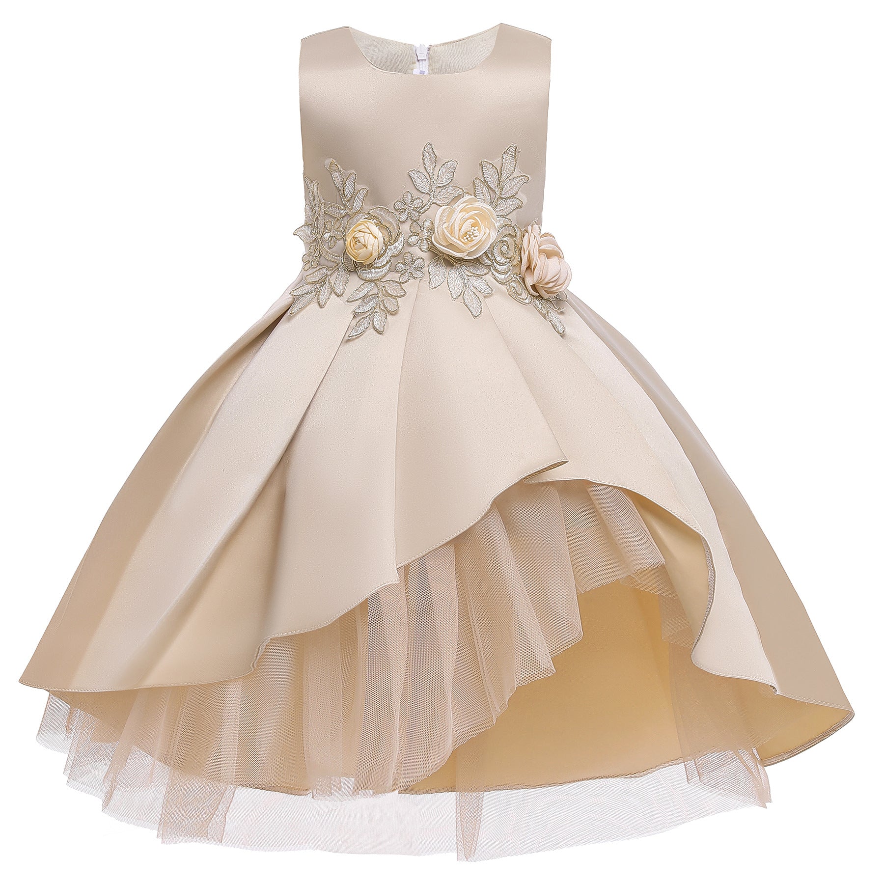 MyKids-USA® Baby Girl Flower Pattern Show Dress Birthday Party Formal Dress-2