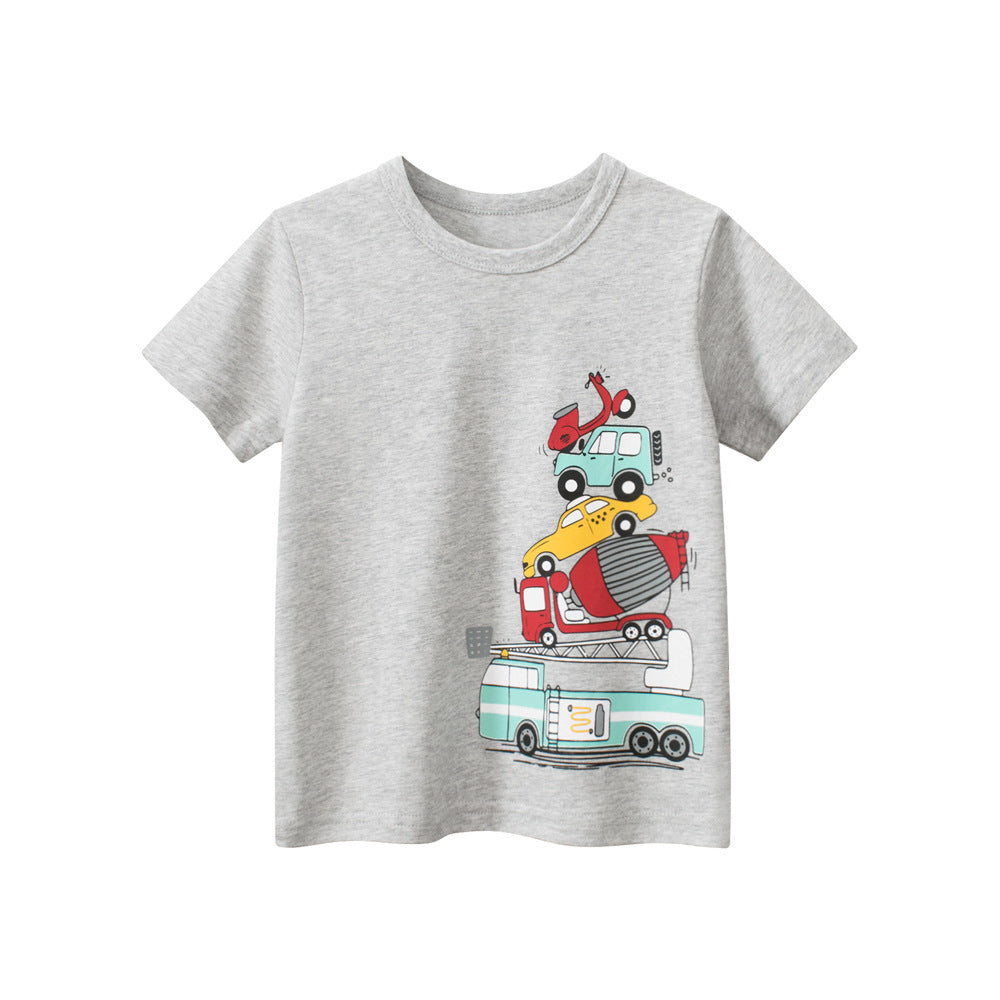 MyKids-USA® Construction Vehicles Printing Boys T-Shirt In European And American Style For-0