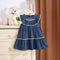 MyKids-USA® Baby Kids Girls Denim Sleeveless Flowers Pattern Embroidered Dress-0