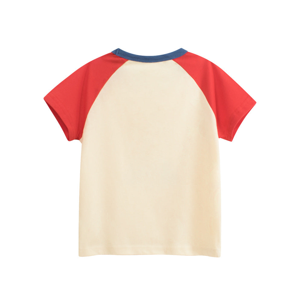 MyKids-USA® Boys’ Cartoon and Letters Print T-shirt in European and American Style-1