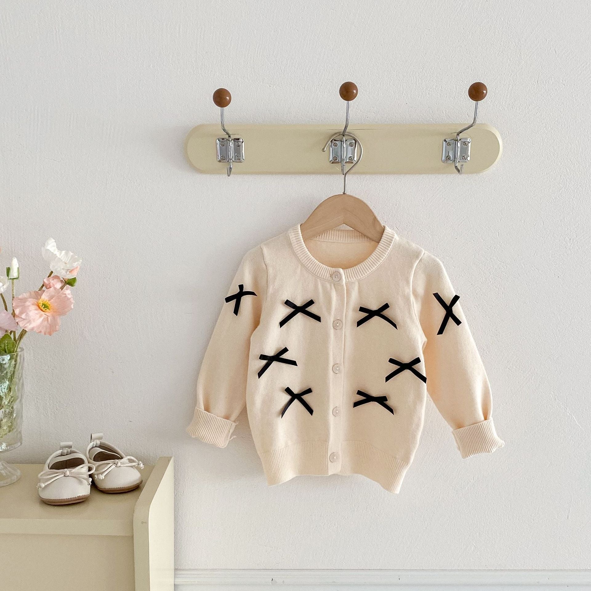 MyKids-USA® Baby Girls Butterfly-bows Decorated Long Sleeves Cardigan-1