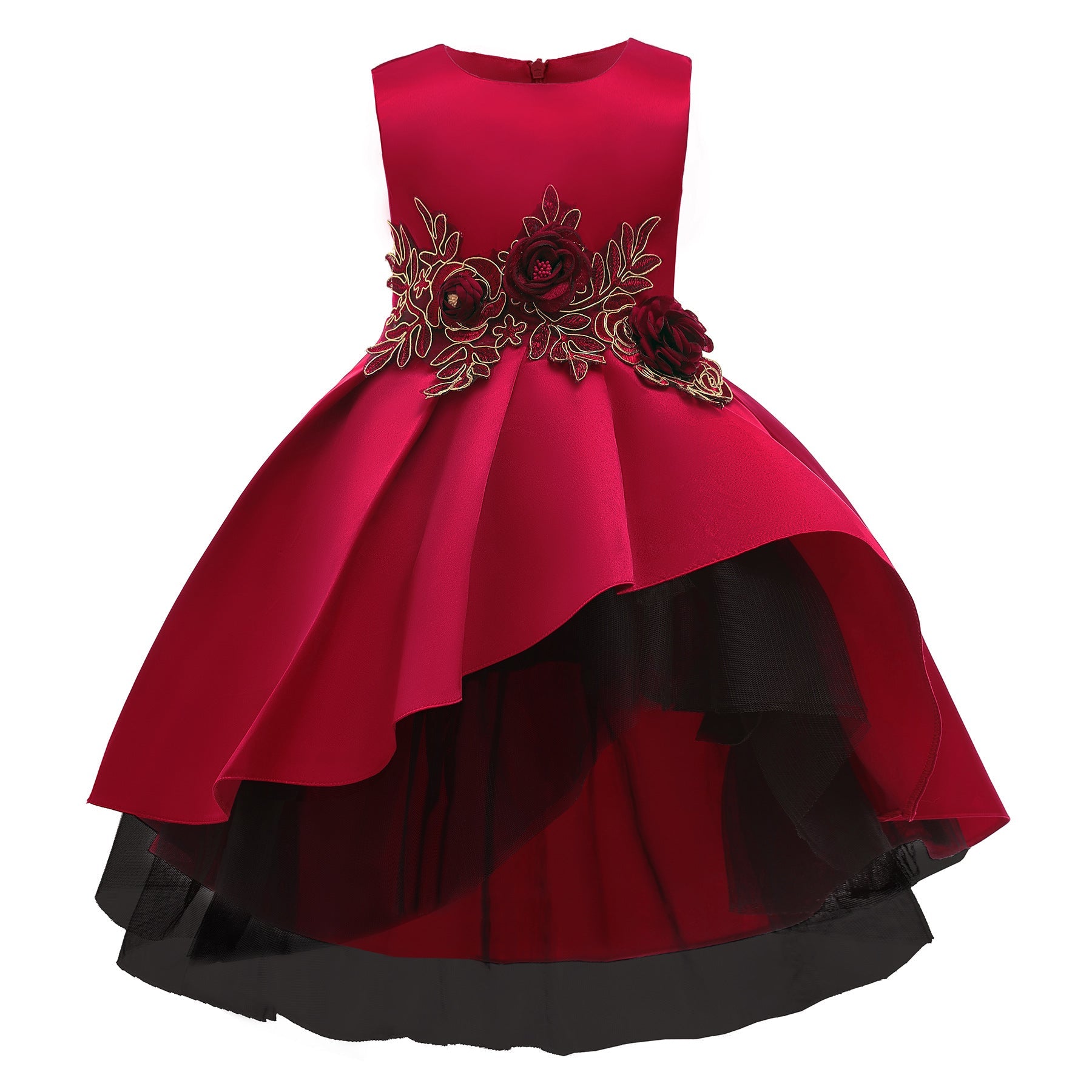 MyKids-USA® Baby Girl Flower Pattern Show Dress Birthday Party Formal Dress-3