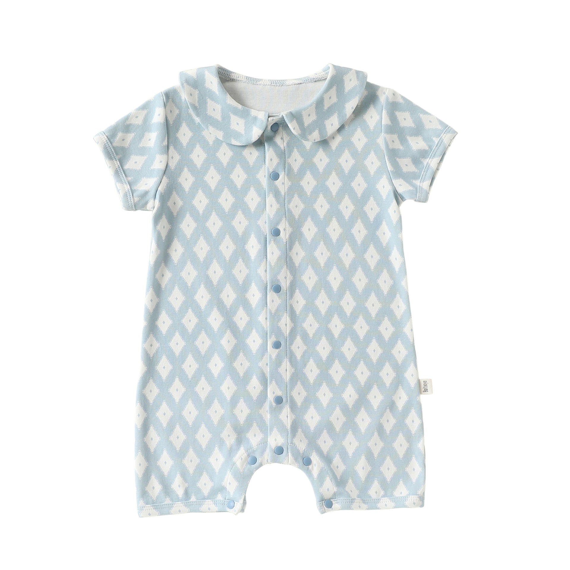 MyKids-USA® Baby Unisex Short Sleeves Geometric Pattern Single Breasted Rompers-3