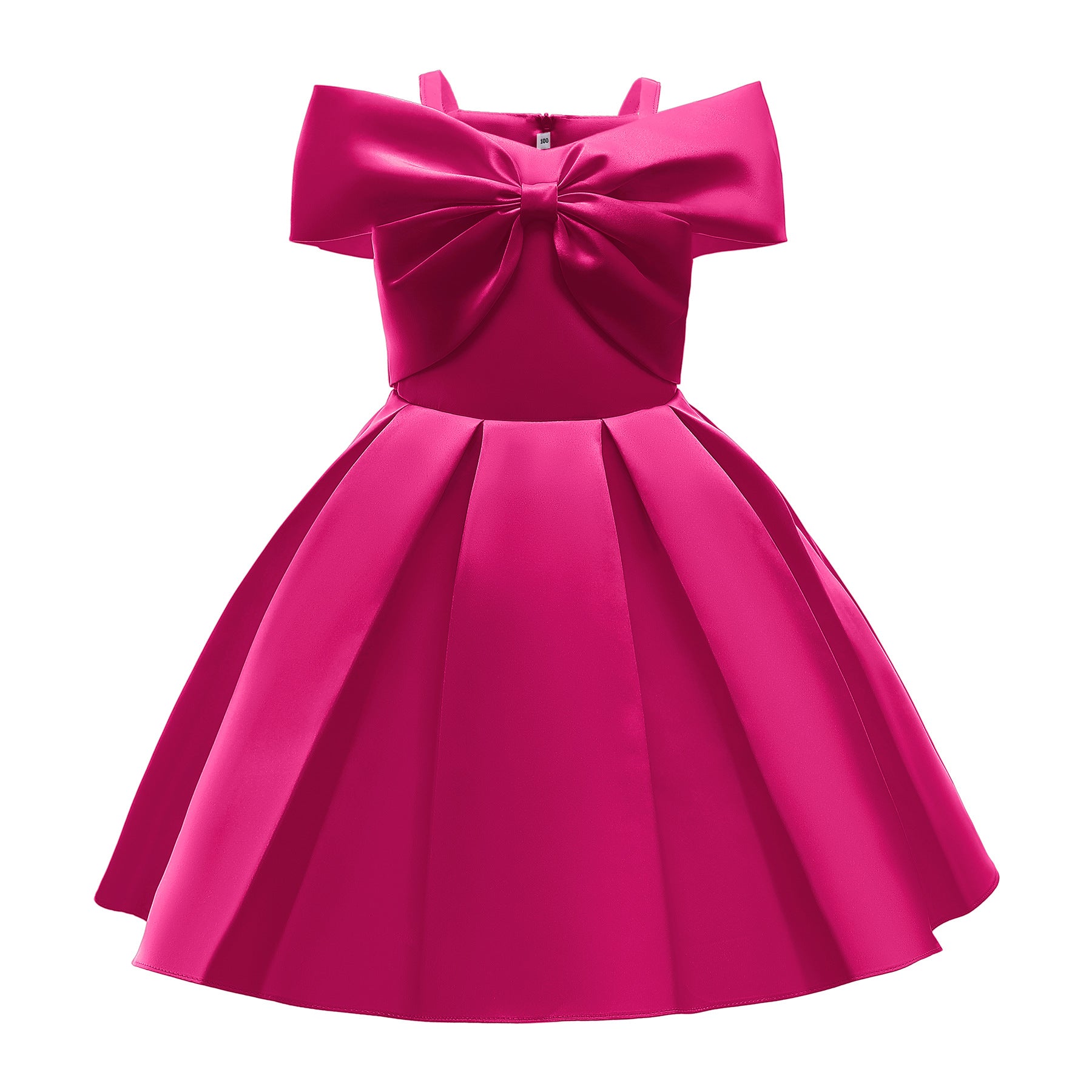MyKids-USA® Baby Girl Solid Color Sling Princess Fashion Dress Children’s Formal Dress-5