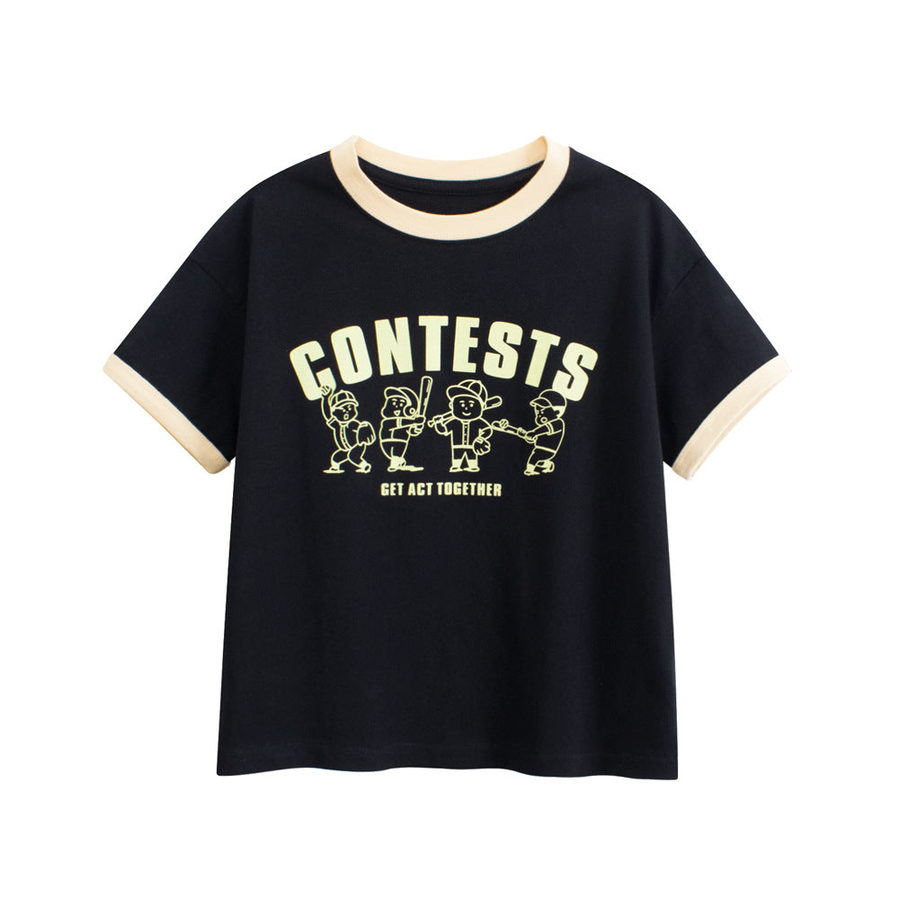 MyKids-USA® Kids’ Letters Pattern T-shirt in European and American Style-0