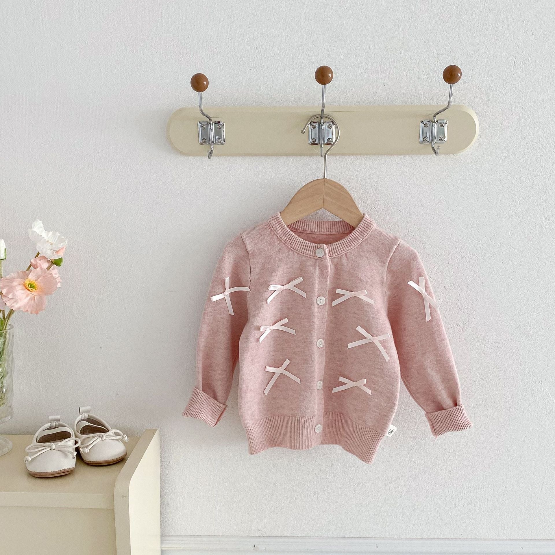 MyKids-USA® Baby Girls Butterfly-bows Decorated Long Sleeves Cardigan-2